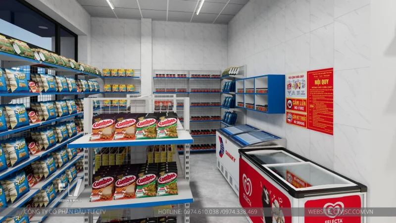 Thiết kế siêu thị mini 30m2
